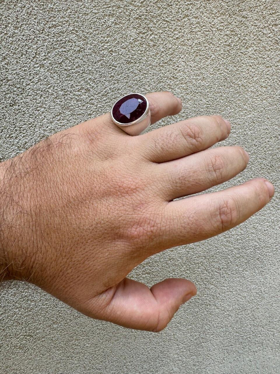 Hollywood Swag Ring - 925 Silver - Genuine Red Ruby Stone