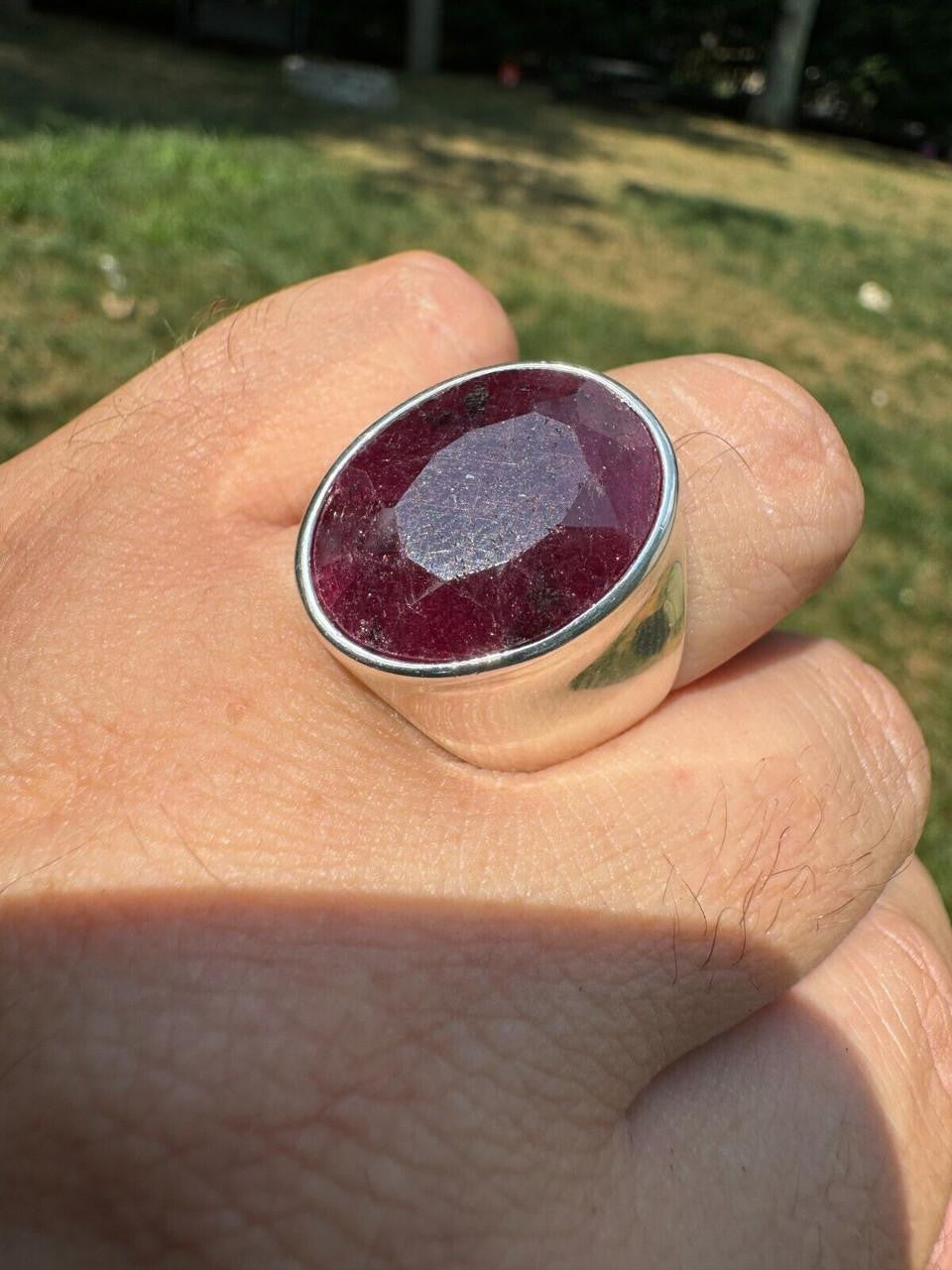 Hollywood Swag Ring - 925 Silver - Genuine Red Ruby Stone
