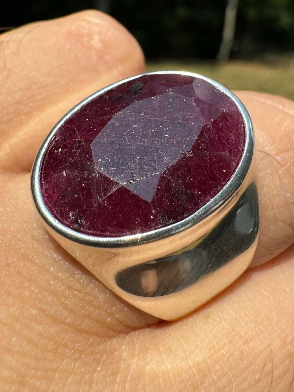 Hollywood Swag Ring - 925 Silver - Genuine Red Ruby Stone