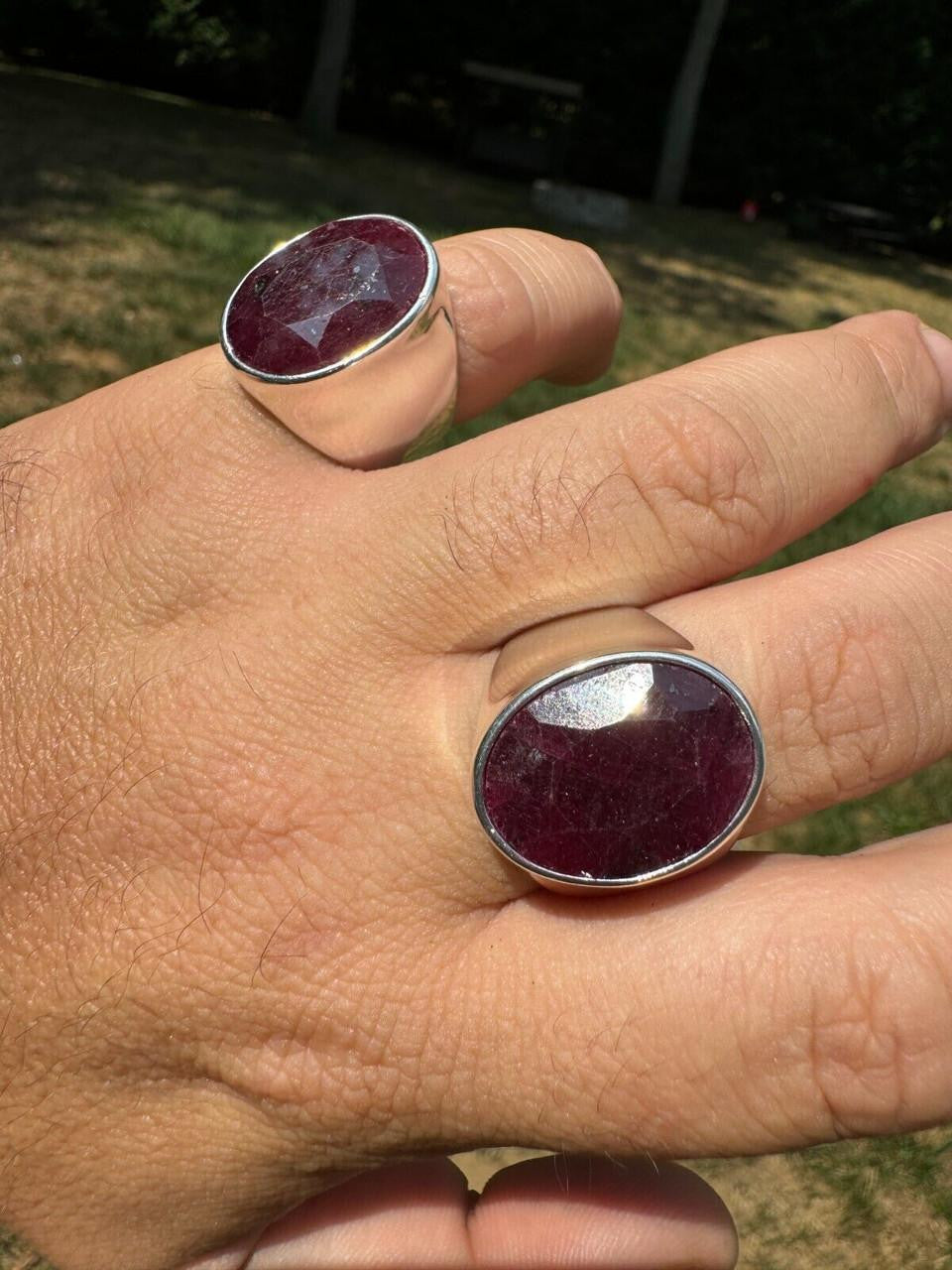 Hollywood Swag Ring - 925 Silver - Genuine Red Ruby Stone