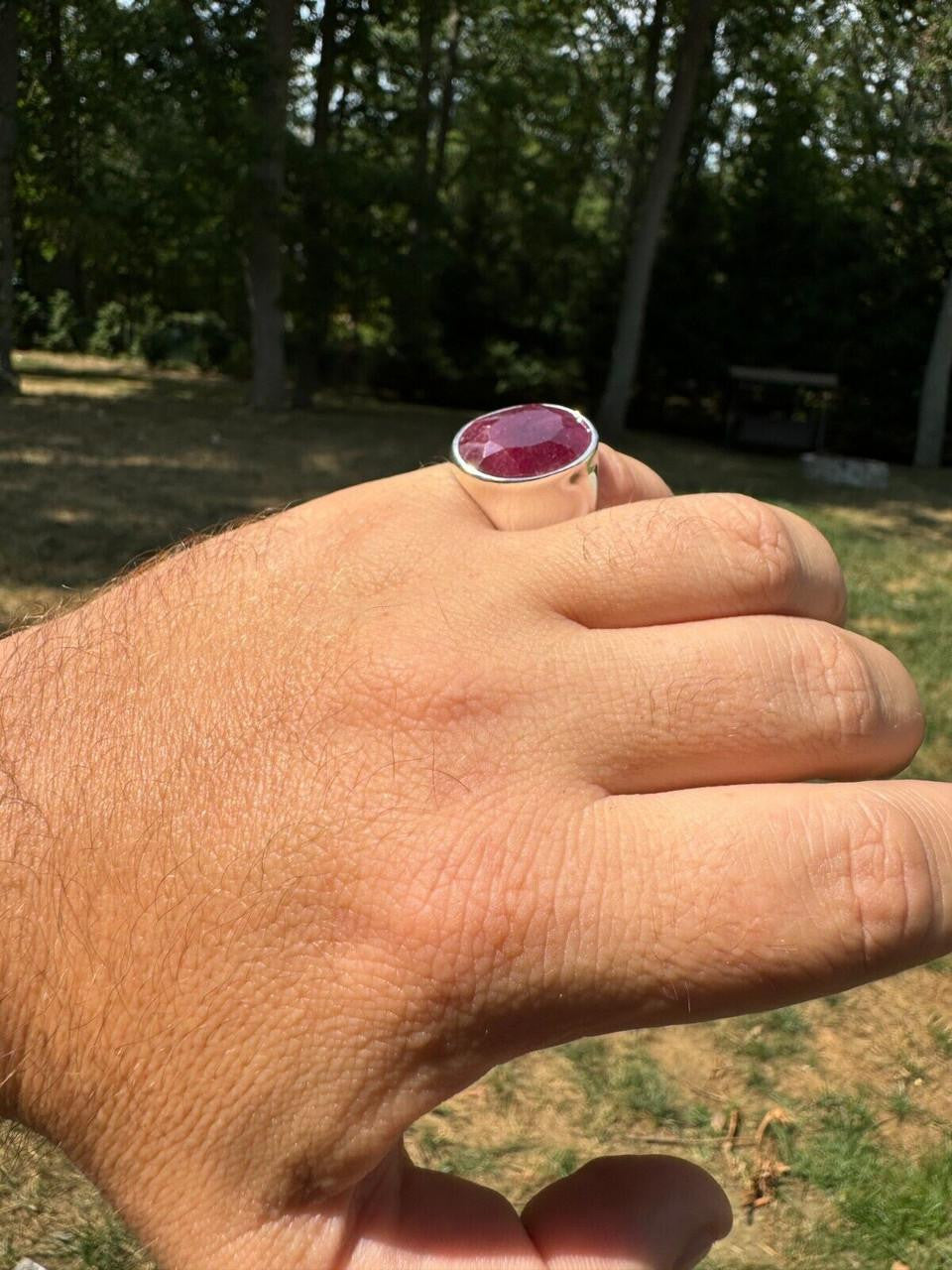 Hollywood Swag Ring - 925 Silver - Genuine Red Ruby Stone