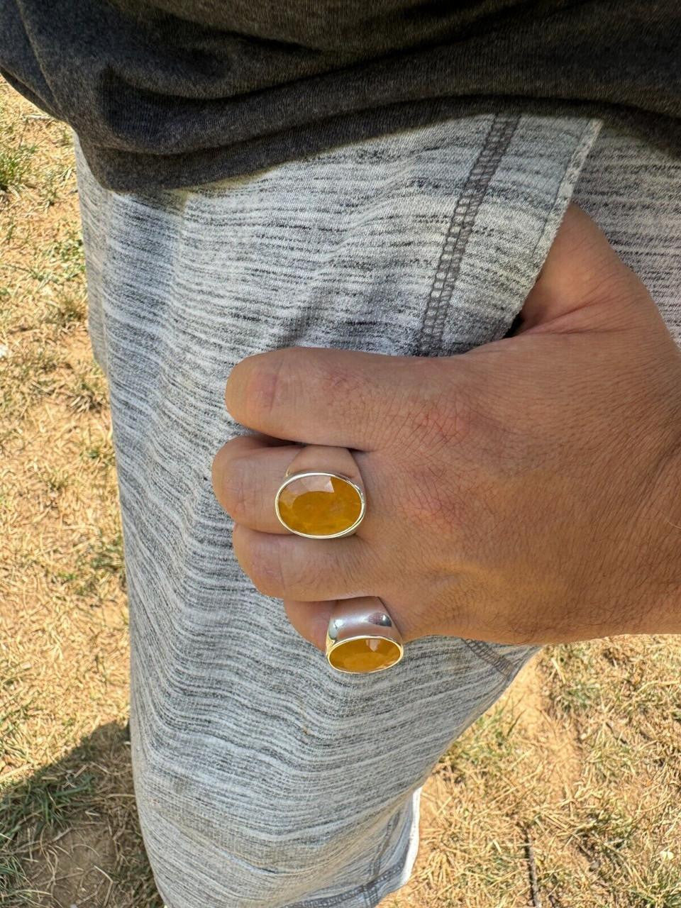 Hollywood Swag Ring - 925 Silver - Genuine Yellow Sapphire Stone