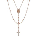 Holy Vatican Rosary Beads Necklace Iced Out CZ Stones - 14k Rose Gold Vermeil 925 Silver - 4mm - 30"