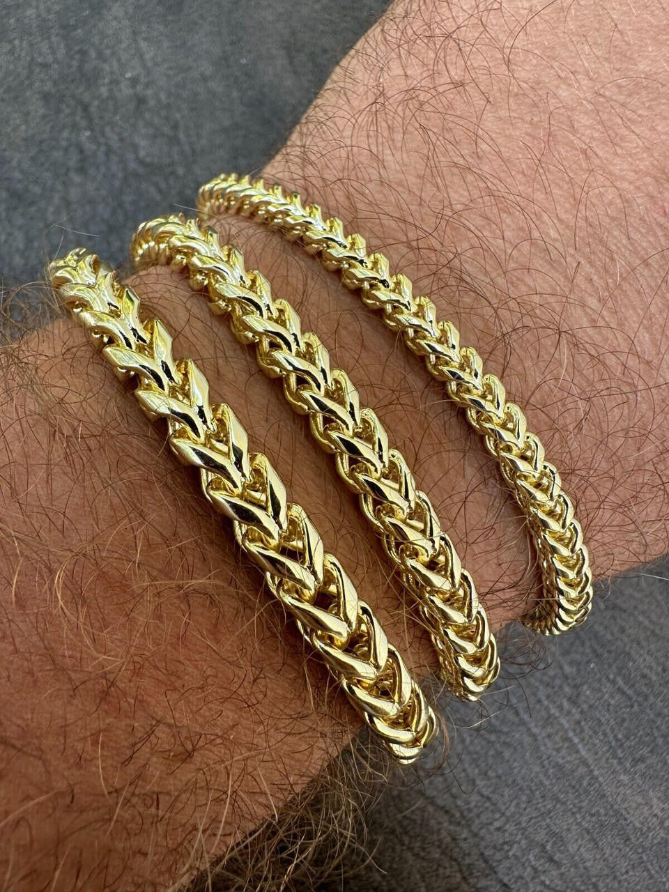 MOISSANITE CLASP Franco Bracelet - 14k Gold Plated Stainless Steel - 7.5"-8.5" - 4mm-6mm