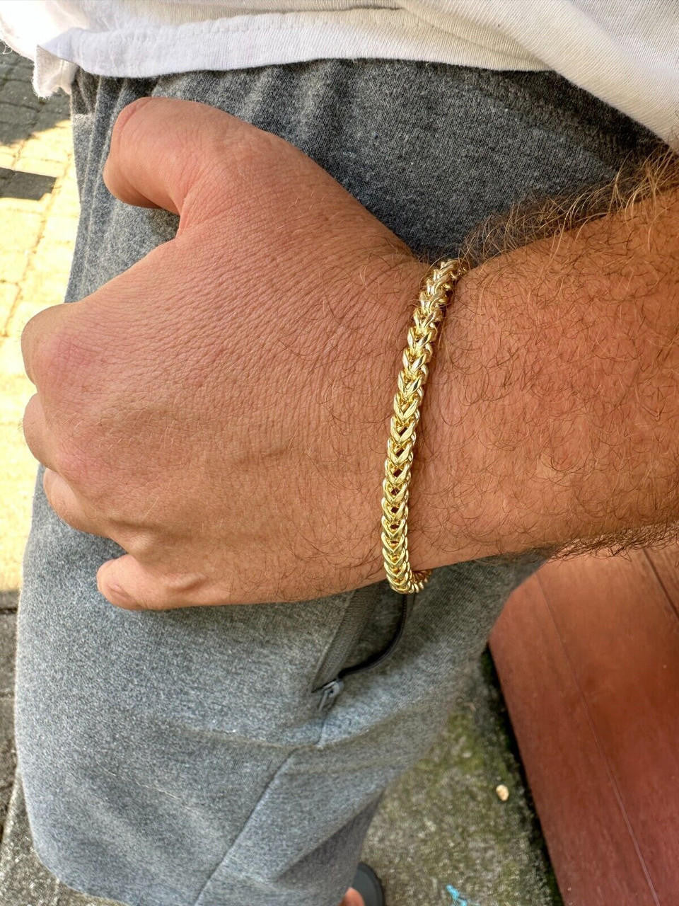 MOISSANITE CLASP Franco Bracelet - 14k Gold Plated Stainless Steel - 7.5"-8.5" - 4mm-6mm