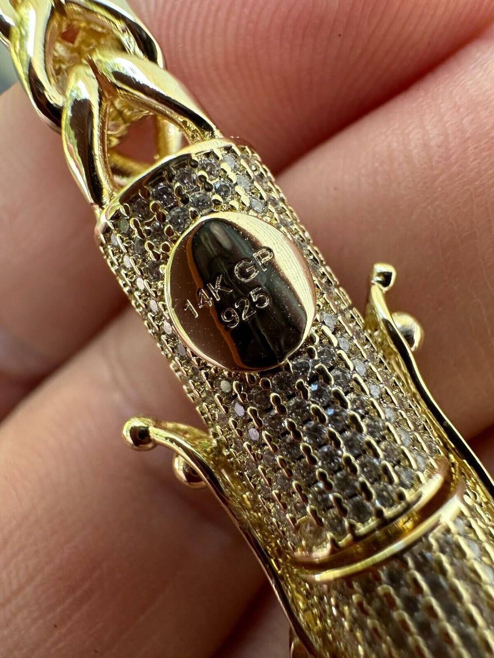 MOISSANITE CLASP Franco Bracelet - 14k Gold Plated Stainless Steel - 7.5"-8.5" - 4mm-6mm