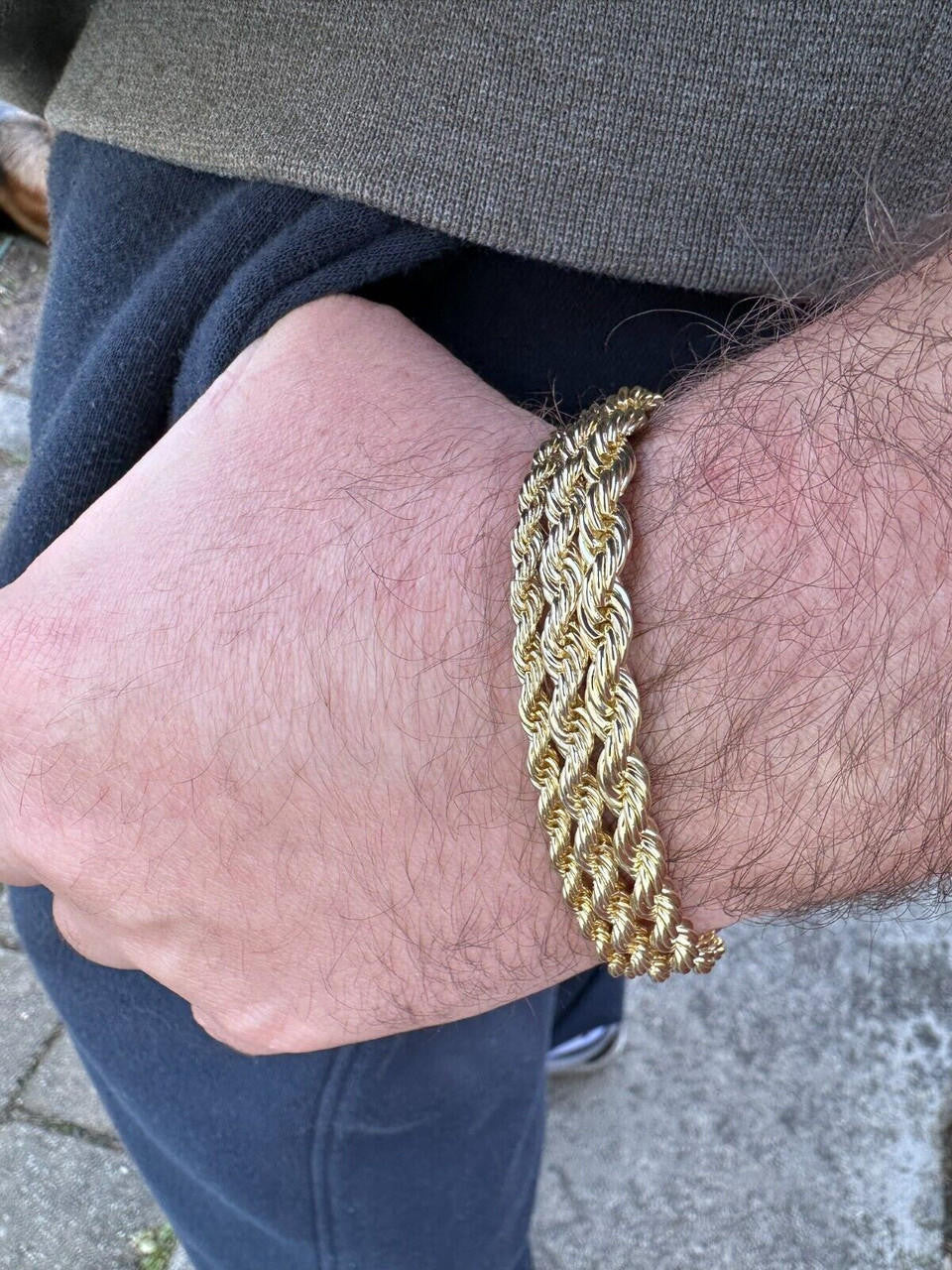 MOISSANITE CLASP Rope Bracelet - 14k Gold Plated Stainless Steel - 7.5"-8.5" - 4mm-6mm