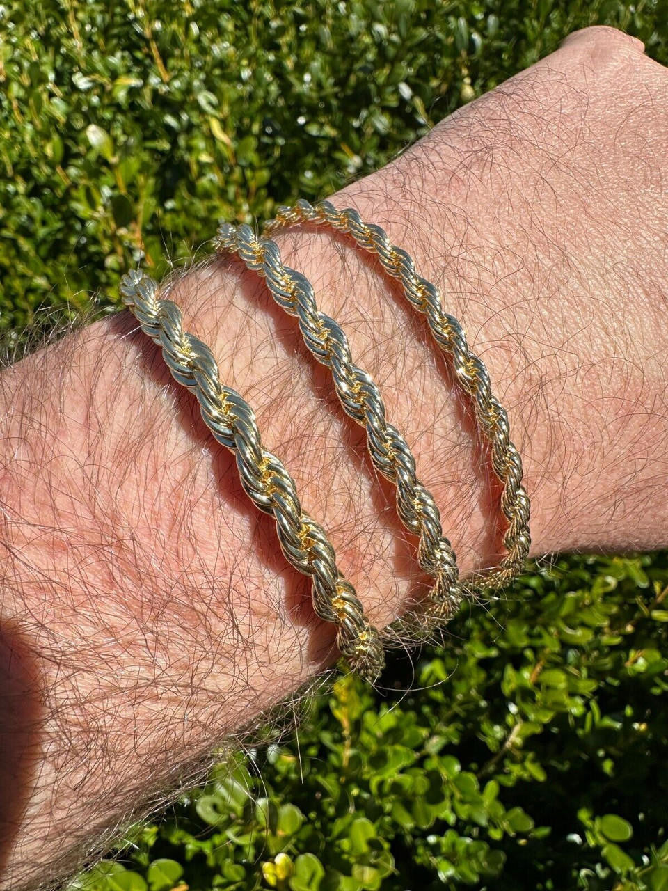 MOISSANITE CLASP Rope Bracelet - 14k Gold Plated Stainless Steel - 7.5"-8.5" - 4mm-6mm