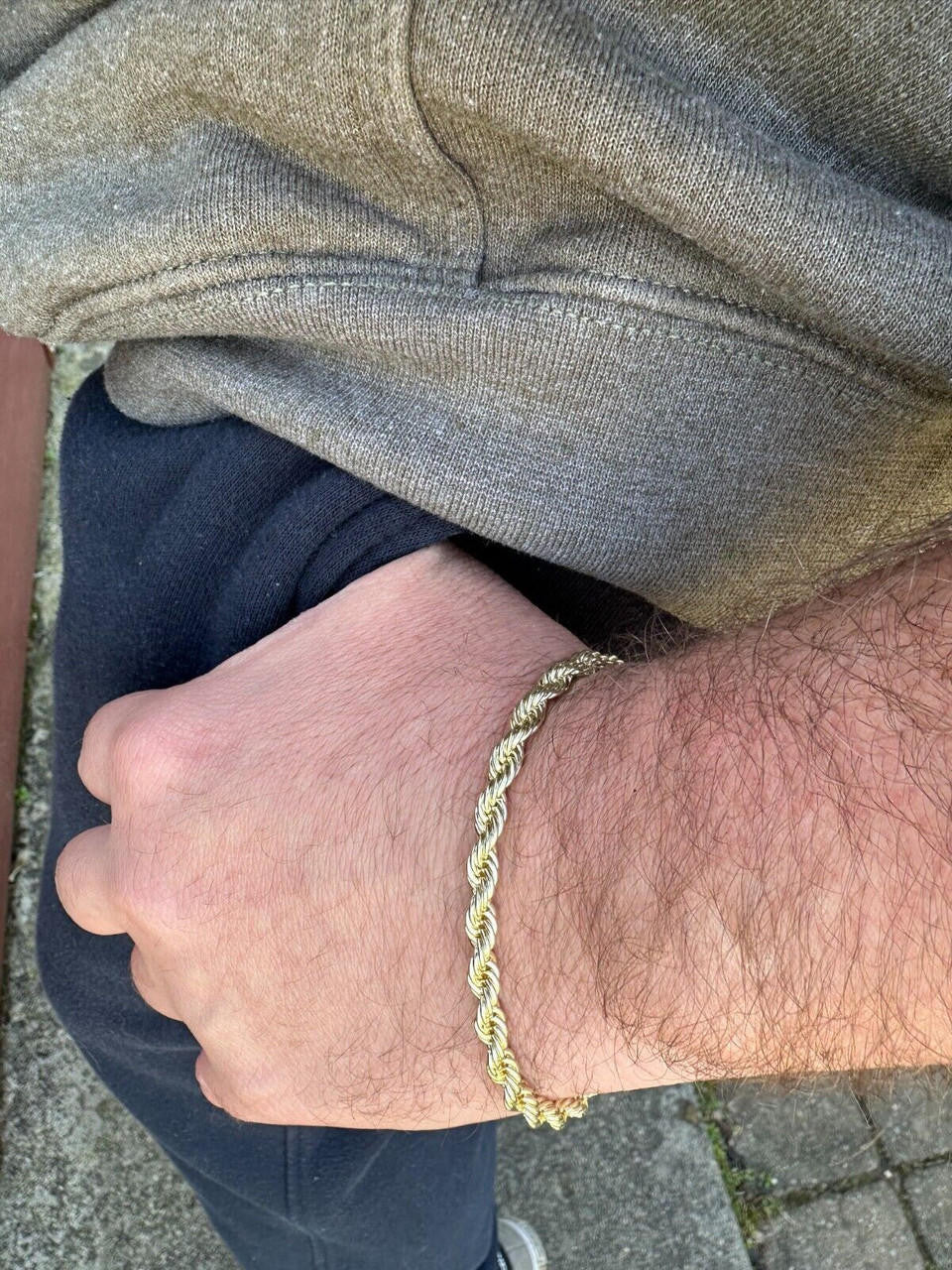 MOISSANITE CLASP Rope Bracelet - 14k Gold Plated Stainless Steel - 7.5"-8.5" - 4mm-6mm