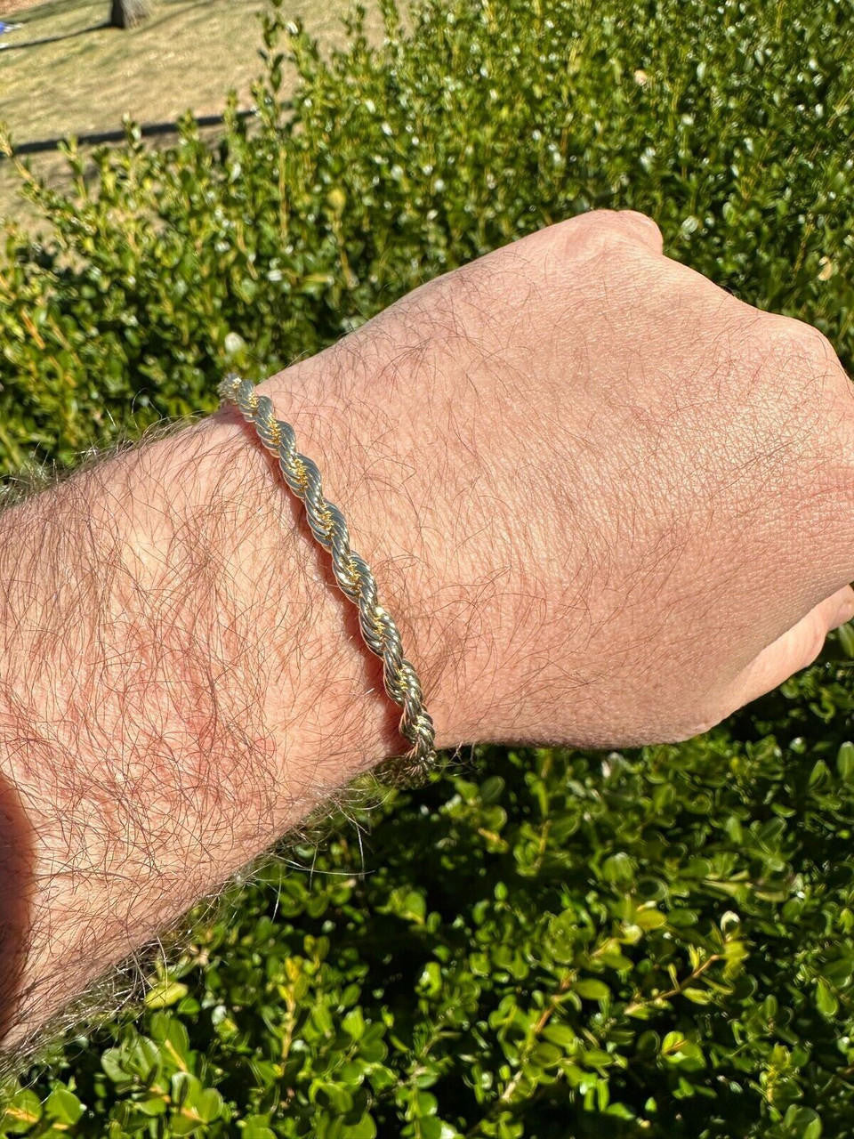 MOISSANITE CLASP Rope Bracelet - 14k Gold Plated Stainless Steel - 7.5"-8.5" - 4mm-6mm