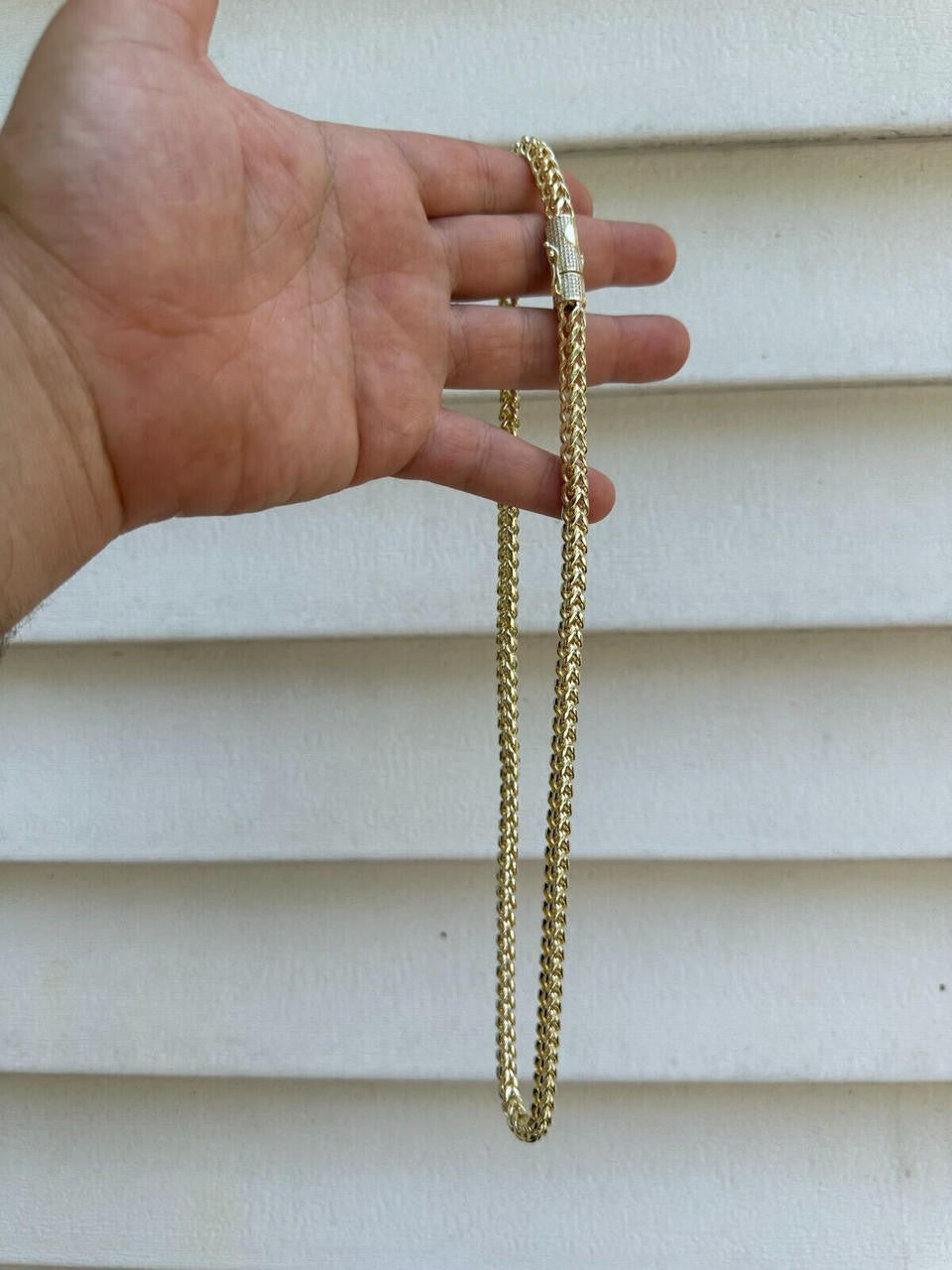 MOISSANITE CLASP Franco Chain Necklace - 14k Gold Plated Stainless Steel - 18"-30" - 4mm-6mm