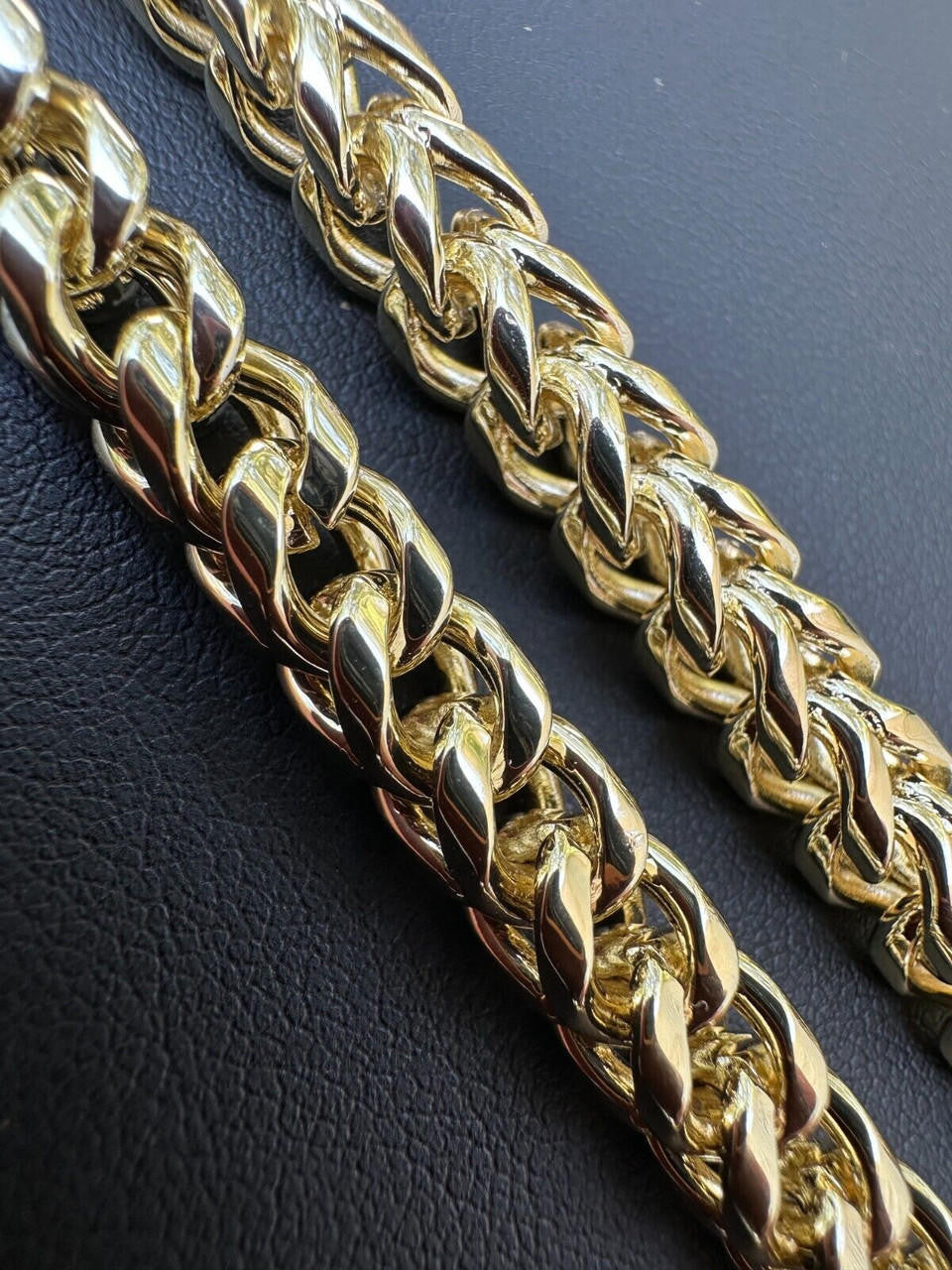 MOISSANITE CLASP Franco Chain Necklace - 14k Gold Plated Stainless Steel - 18"-30" - 4mm-6mm