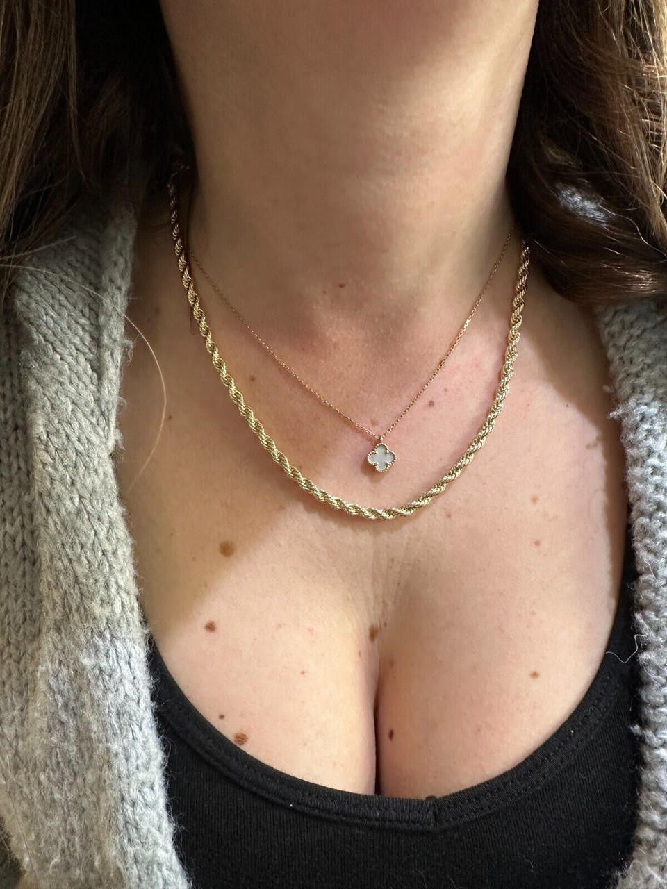 MOISSANITE CLASP Rope Chain Necklace - 14k Gold Plated Stainless Steel - 18"-30" - 4mm-6mm