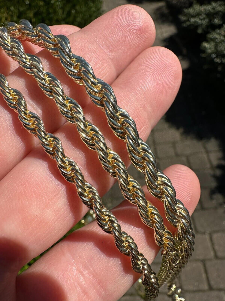 MOISSANITE CLASP Rope Chain Necklace - 14k Gold Plated Stainless Steel - 18"-30" - 4mm-6mm