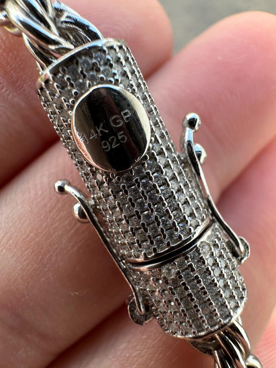 MOISSANITE CLASP Rope Bracelet - Stainless Steel W. 925 Silver Clasp - 7.5"-8.5" - 4mm-6mm
