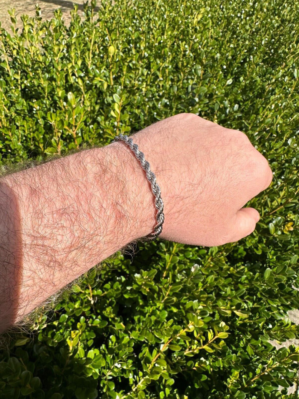 MOISSANITE CLASP Rope Bracelet - Stainless Steel W. 925 Silver Clasp - 7.5"-8.5" - 4mm-6mm