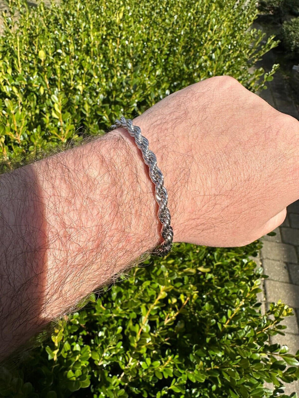 MOISSANITE CLASP Rope Bracelet - Stainless Steel W. 925 Silver Clasp - 7.5"-8.5" - 4mm-6mm