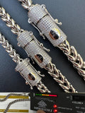 Iced MOISSANITE Clasp 925 Silver Stainless Steel Franco Chain Necklace Bracelet