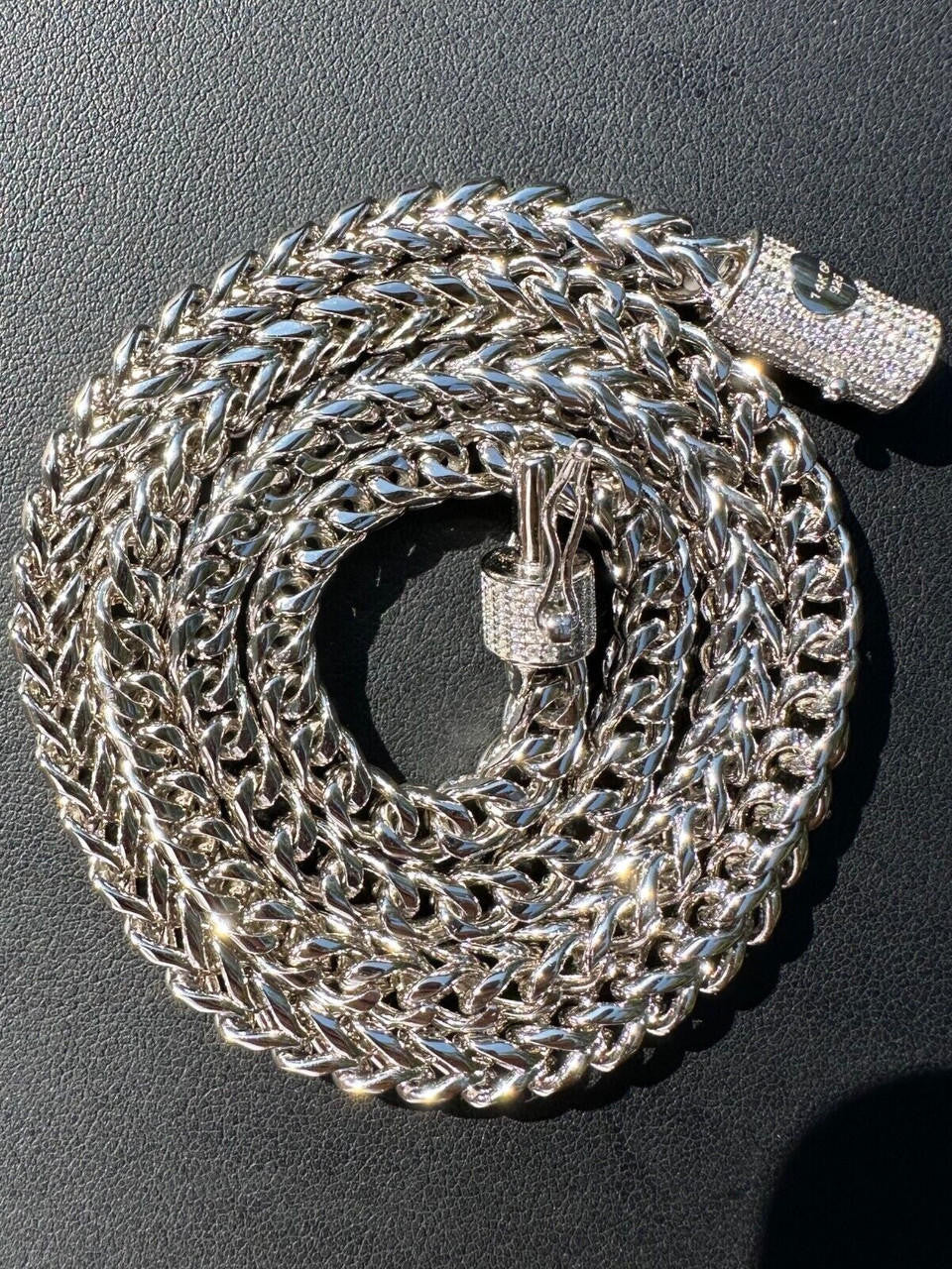 Iced MOISSANITE Clasp 925 Silver Stainless Steel Franco Chain Necklace Bracelet