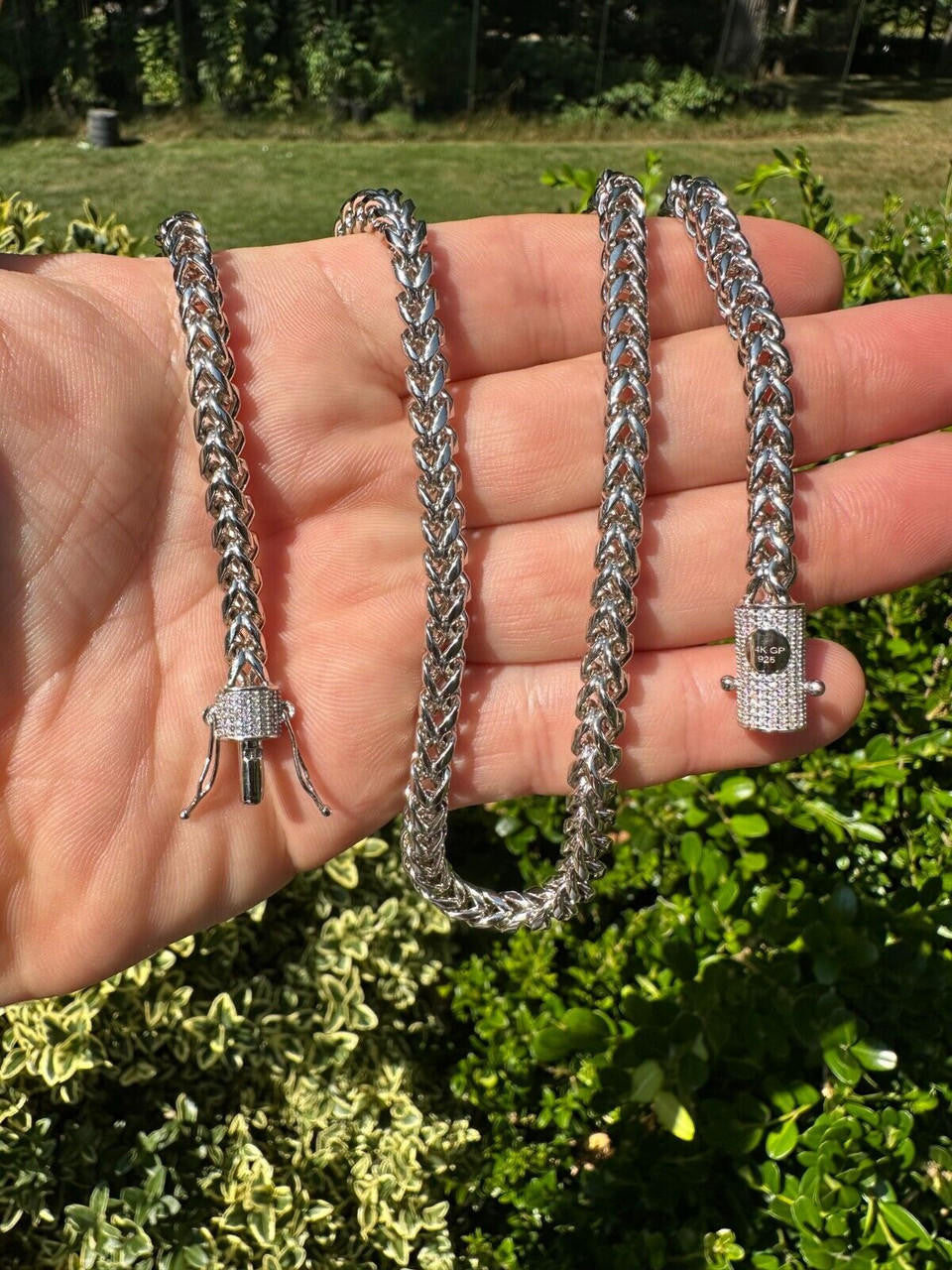 Iced MOISSANITE Clasp 925 Silver Stainless Steel Franco Chain Necklace Bracelet