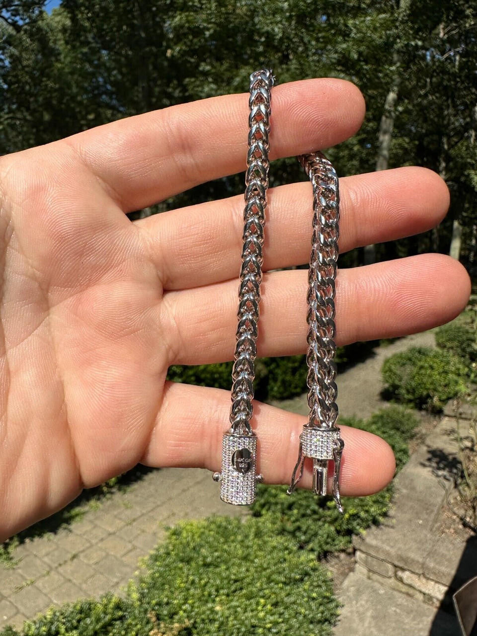 Iced MOISSANITE Clasp 925 Silver Stainless Steel Franco Chain Necklace Bracelet