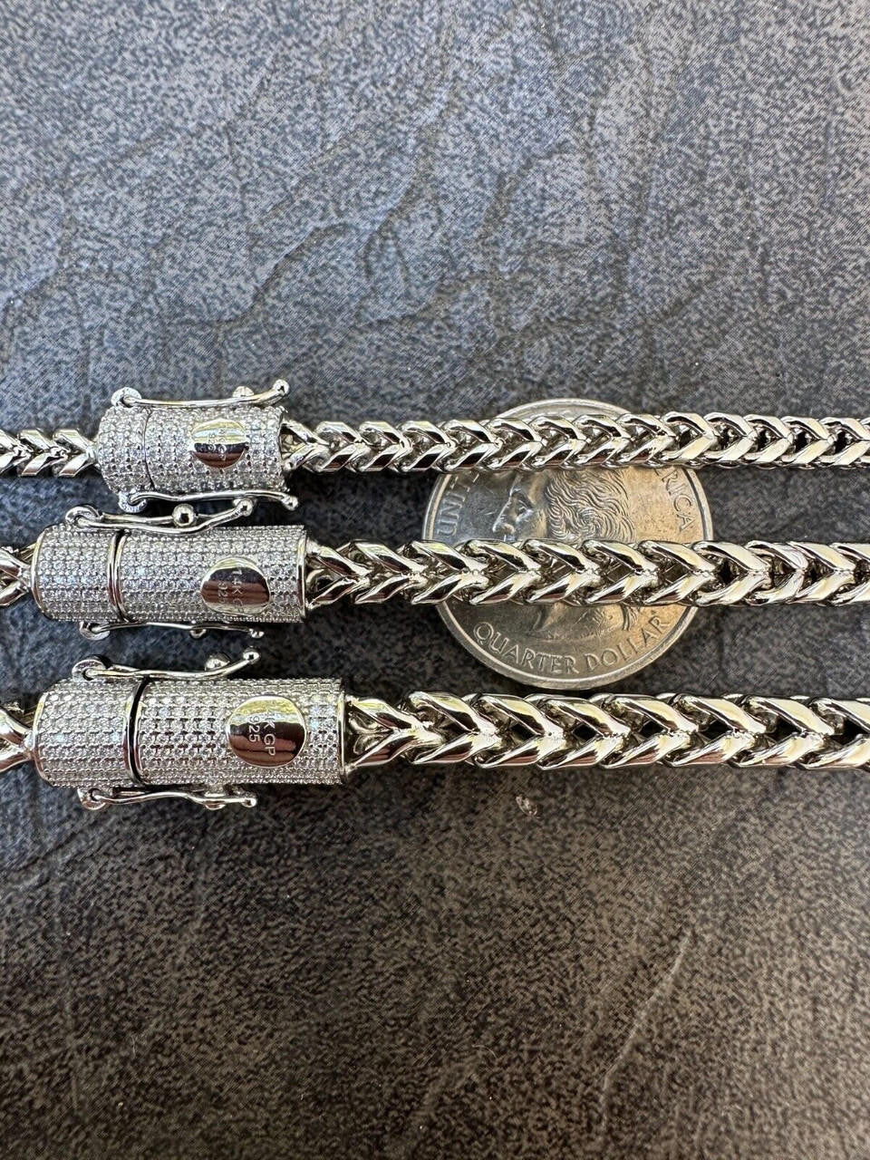 Iced MOISSANITE Clasp 925 Silver Stainless Steel Franco Chain Necklace Bracelet
