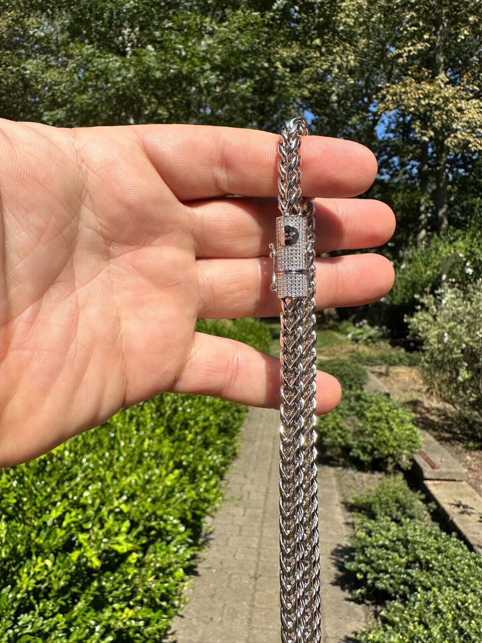 Iced MOISSANITE Clasp 925 Silver Stainless Steel Franco Chain Necklace Bracelet