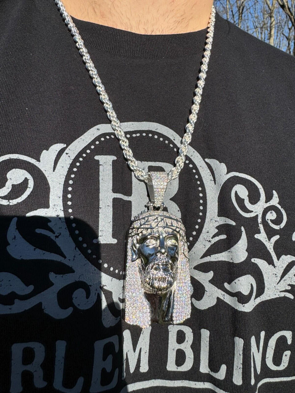 MOISSANITE Hip Hop Jesus Piece Opens Up Ten Commandments  - 14k Yellow Gold Vermeil Or 925 Silver - Large 3.25"