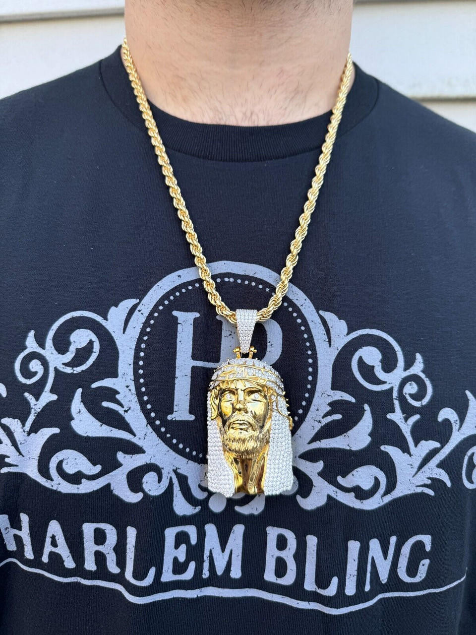 MOISSANITE Hip Hop Jesus Piece Opens Up Ten Commandments  - 14k Yellow Gold Vermeil Or 925 Silver - Large 3.25"