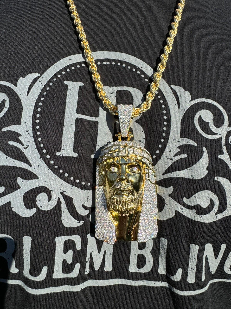 MOISSANITE Hip Hop Jesus Piece Opens Up Ten Commandments  - 14k Yellow Gold Vermeil Or 925 Silver - Large 3.25"