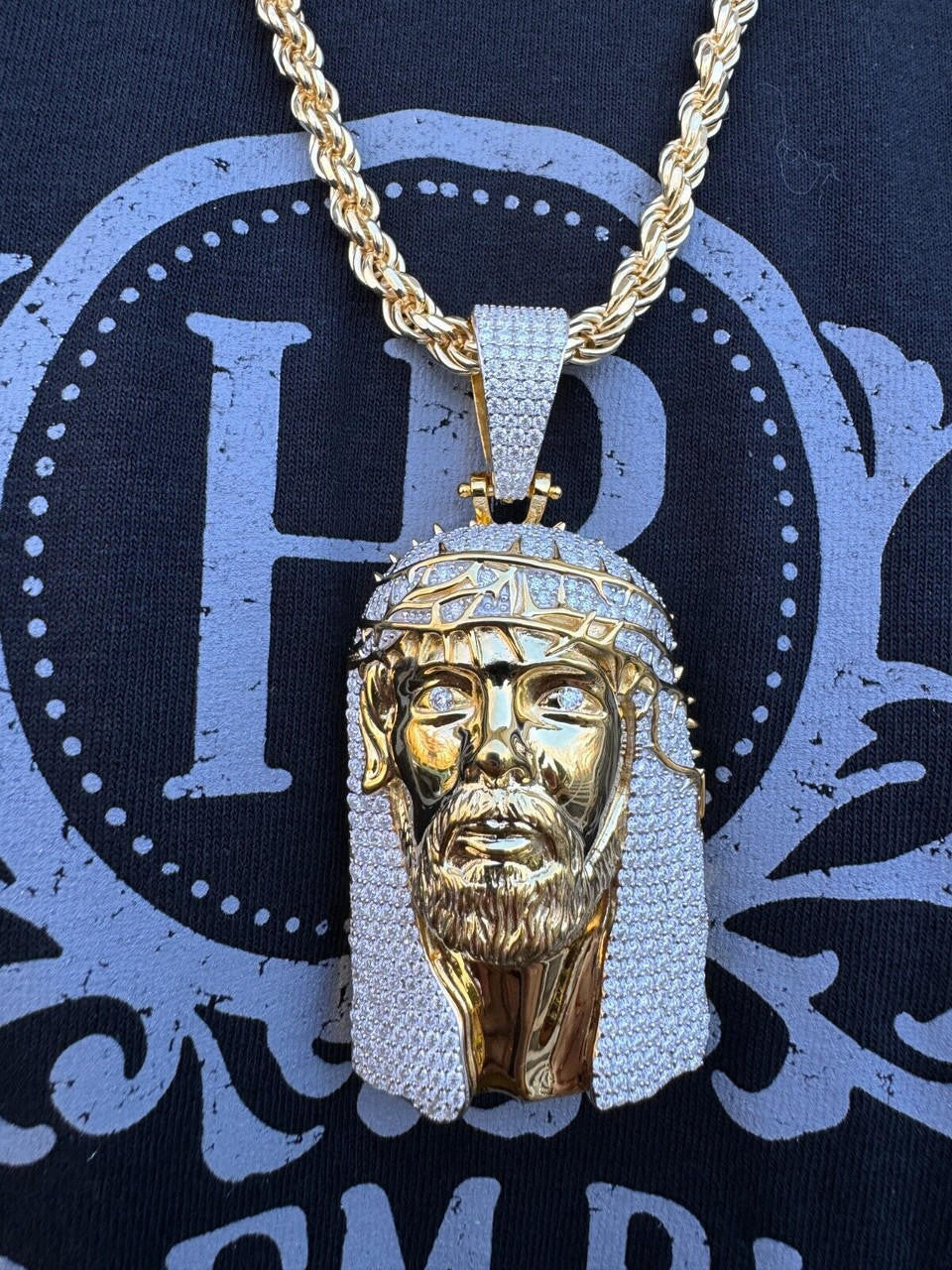 MOISSANITE Hip Hop Jesus Piece Opens Up Ten Commandments  - 14k Yellow Gold Vermeil Or 925 Silver - Large 3.25"