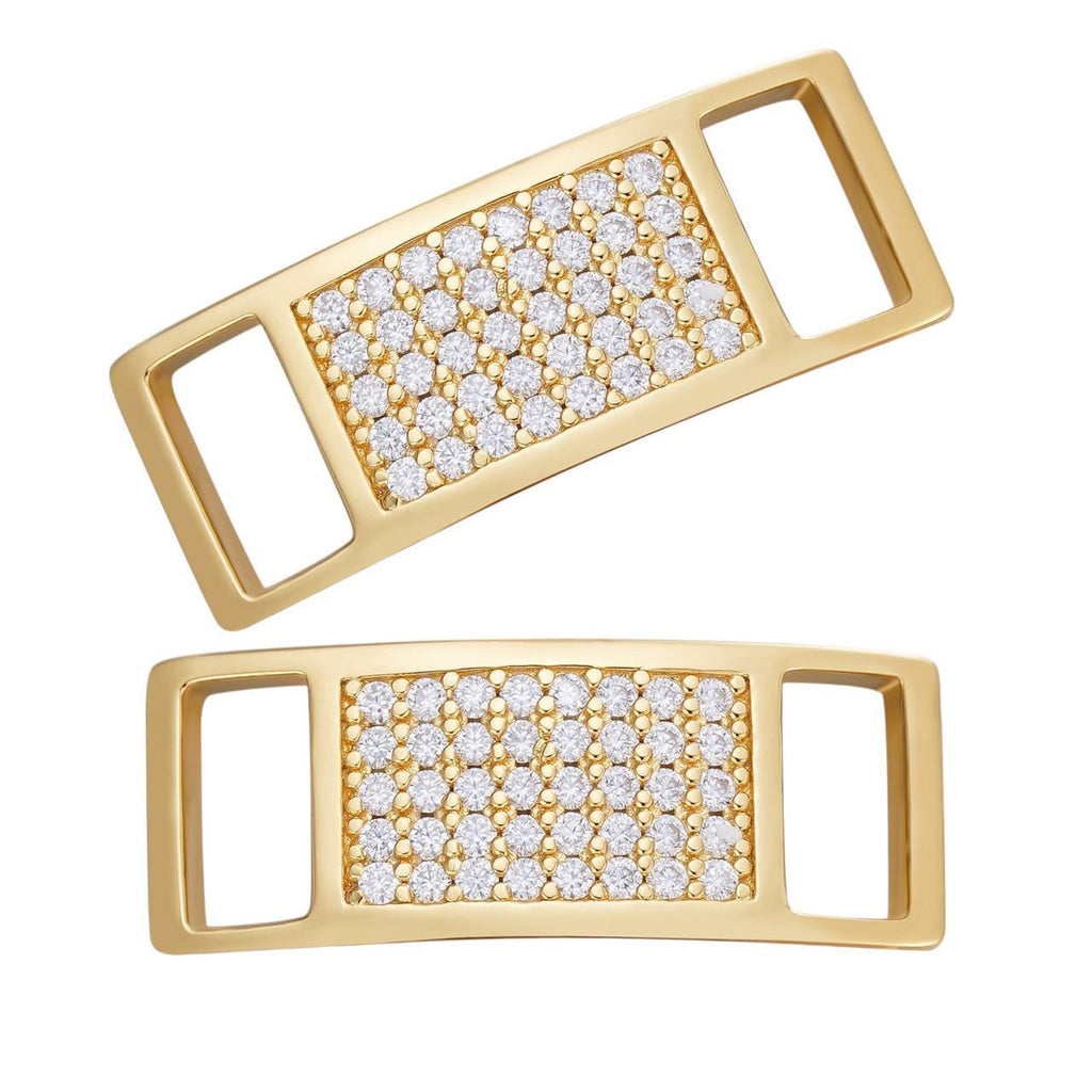 Iced Out Lace Locks - 14k Yellow Gold Vermeil Over 925 Silver - CZ Stones - Great For All Sneakers: Nike Air Force 1, Jordans, & More