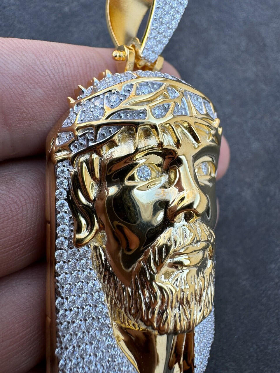 MOISSANITE Hip Hop Jesus Piece Opens Up Father Son & Holy Spirit  - 14k Gold Vermeil Or 925 Silver - Large 3.25"