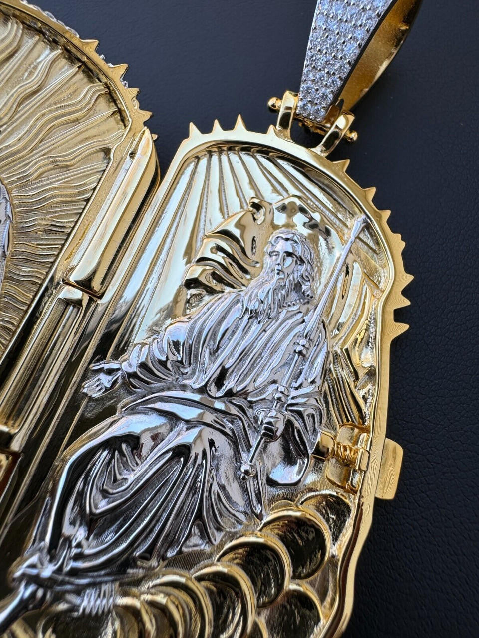 MOISSANITE Hip Hop Jesus Piece Opens Up Father Son & Holy Spirit  - 14k Gold Vermeil Or 925 Silver - Large 3.25"