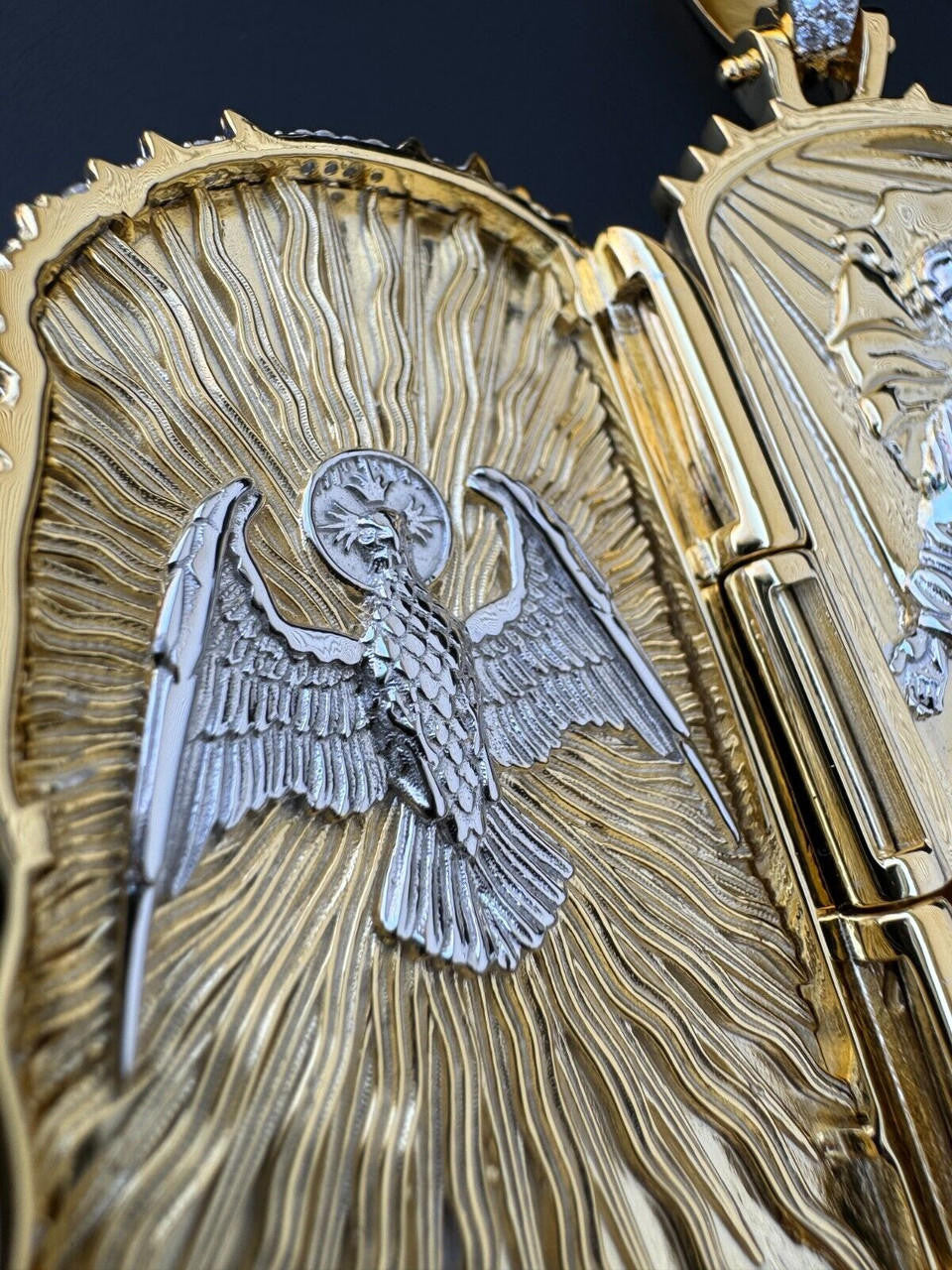 MOISSANITE Hip Hop Jesus Piece Opens Up Father Son & Holy Spirit  - 14k Gold Vermeil Or 925 Silver - Large 3.25"