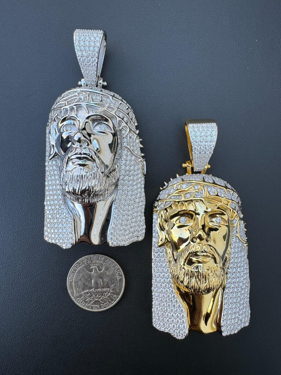 MOISSANITE Hip Hop Jesus Piece Opens Up Father Son & Holy Spirit  - 14k Gold Vermeil Or 925 Silver - Large 3.25"