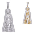 Iced Saint St Lazarus Pendant  - 14k Yellow Gold or 925 Silver - CZ Stones - Large 2.5"