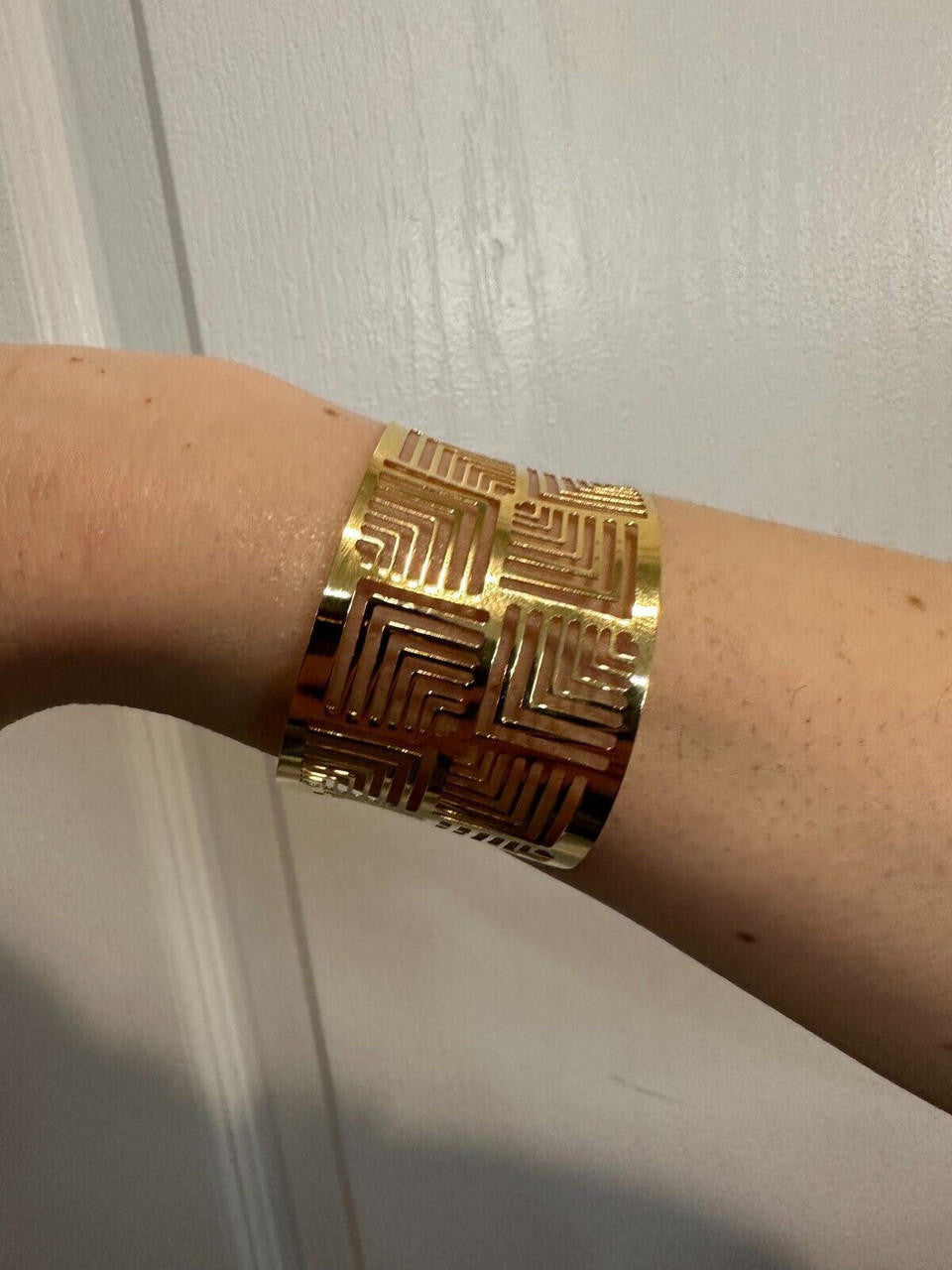 Italy Plain Solid 14k Gold Plated Real 925 Silver 1.5" BIG Cuff Bangle Bracelet