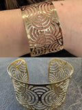 Italy Plain Solid 14k Gold Plated Real 925 Silver 1.5" Wide Cuff Bangle Bracelet