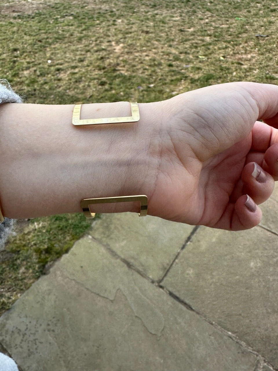 Italy Real 14k Gold Plated 925 Sterling Silver Plain 1.5" Cuff Bangle Bracelet