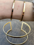 Italy Real 14k Gold Plated 925 Sterling Silver Plain 1.5" Cuff Bangle Bracelet