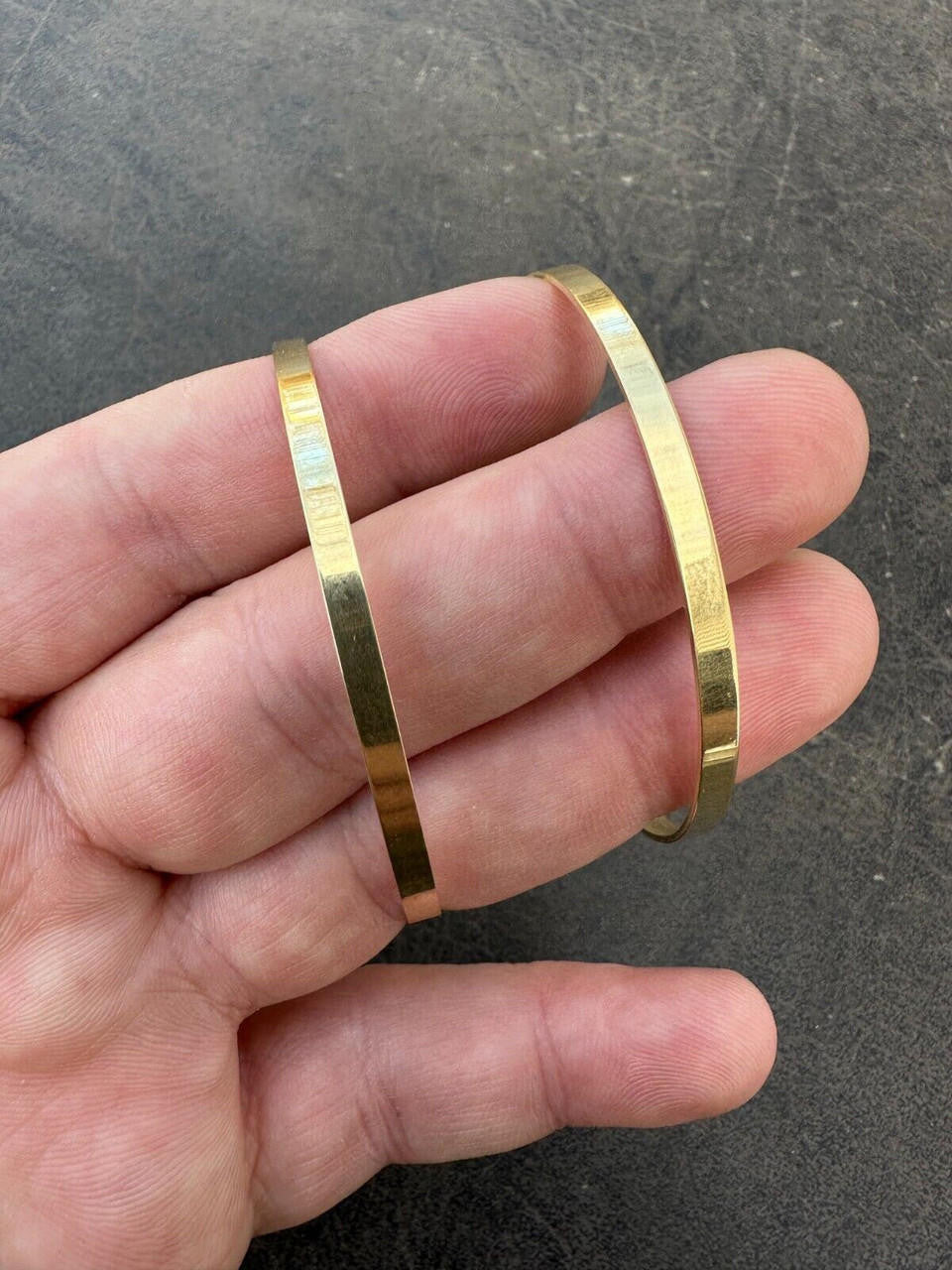 Italy Real 14k Gold Plated 925 Sterling Silver Plain 1.5" Cuff Bangle Bracelet