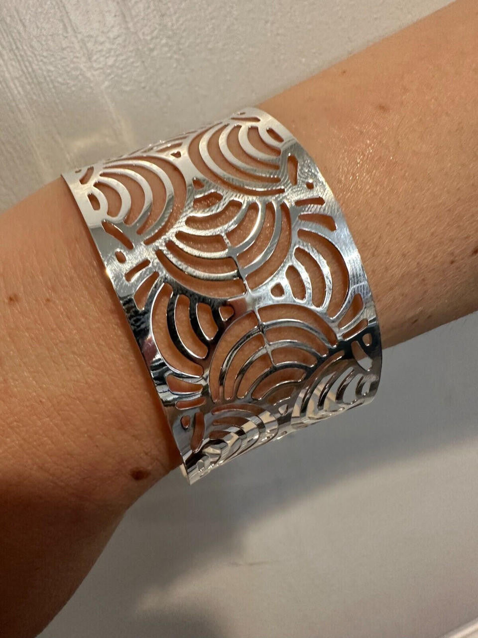 Italy Real Solid 925 Sterling Silver 1.5" BIG Designer Cuff Bangle Bracelet 6-8"