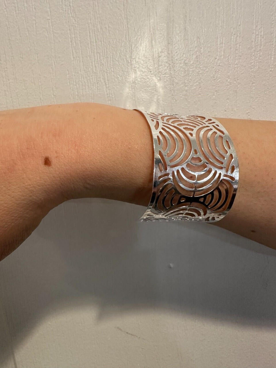 Italy Real Solid 925 Sterling Silver 1.5" BIG Designer Cuff Bangle Bracelet 6-8"