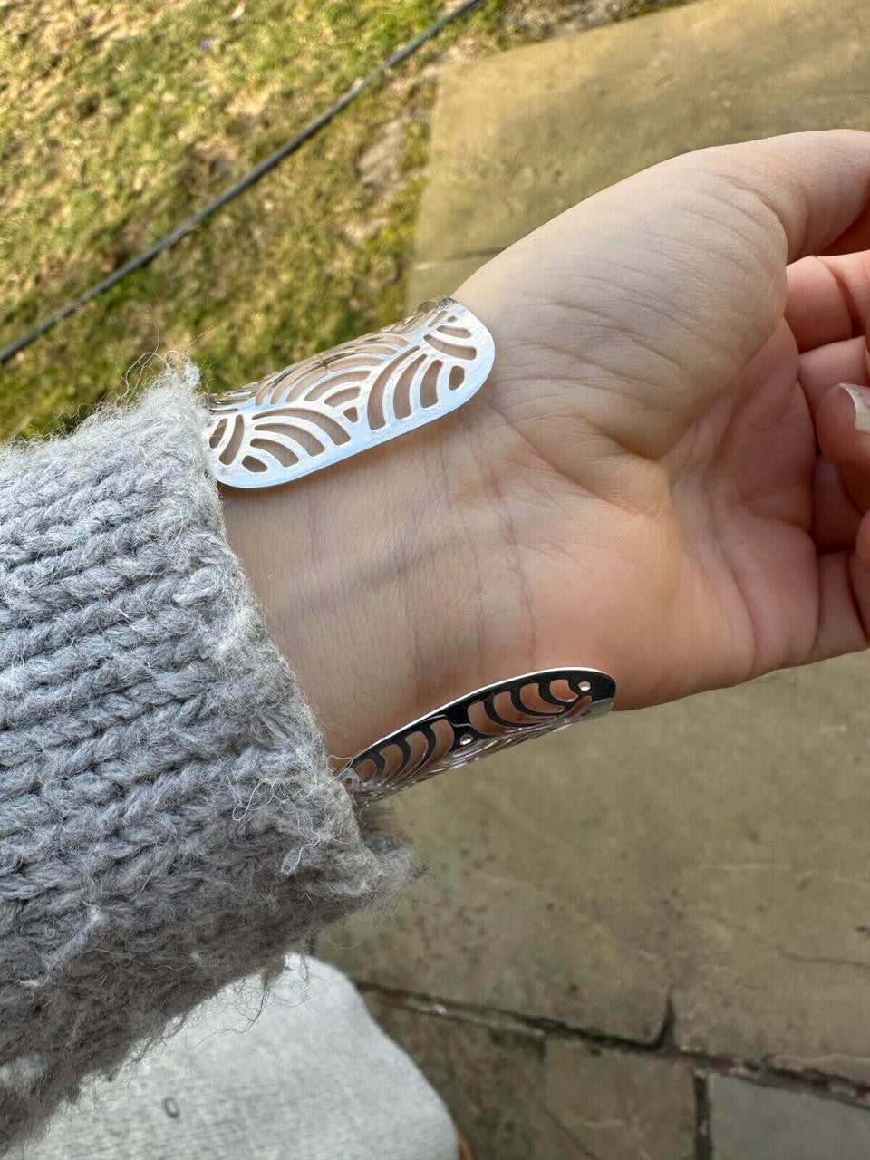 Italy Real Solid 925 Sterling Silver 1.5" BIG Designer Cuff Bangle Bracelet 6-8"