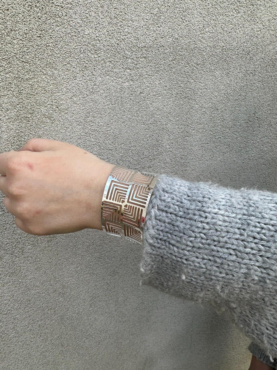 Italy Solid 925 Sterling Silver 1.5" BIG Wide Designer Cuff Bangle Bracelet 6-8"