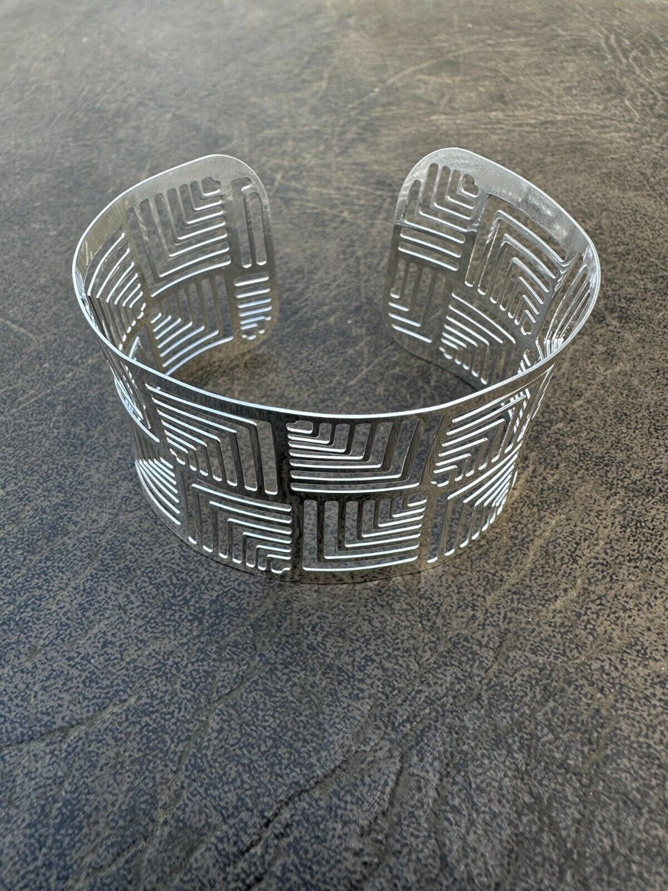 Italy Solid 925 Sterling Silver 1.5" BIG Wide Designer Cuff Bangle Bracelet 6-8"
