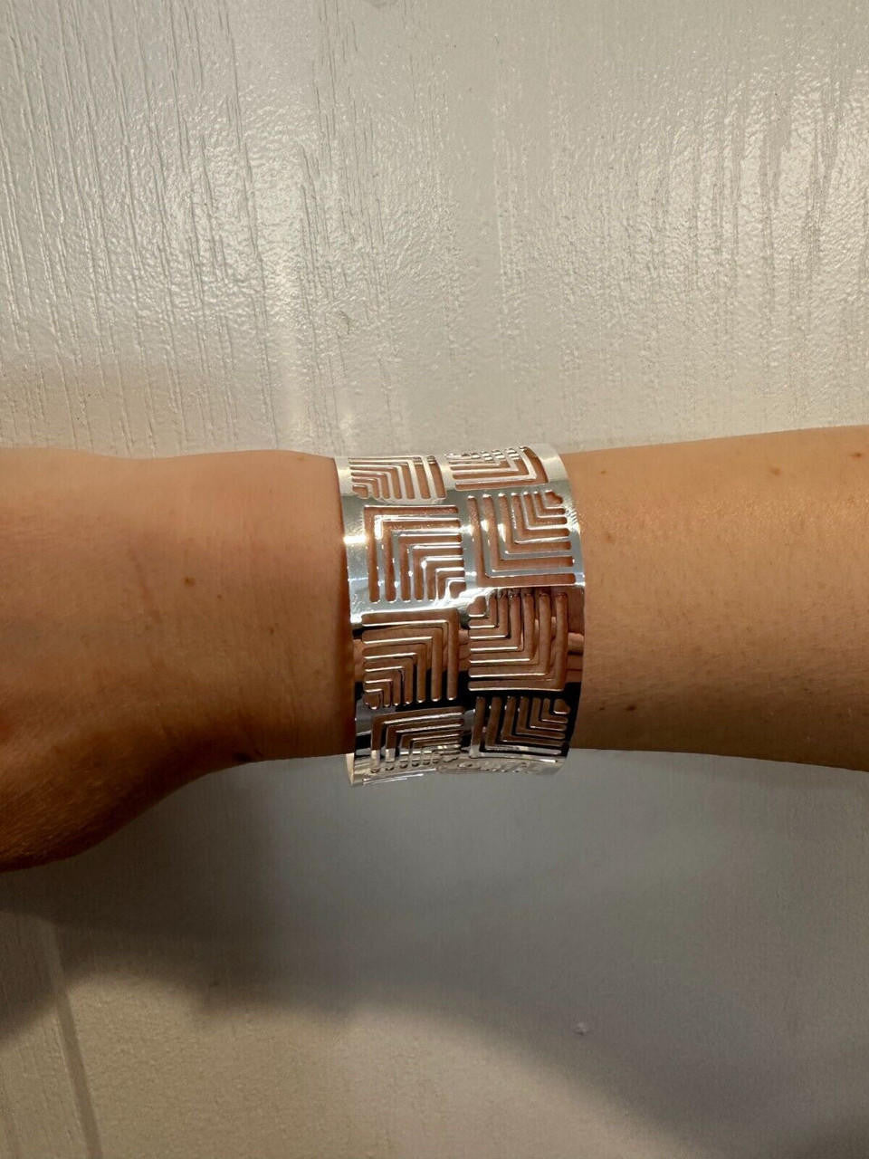 Italy Solid 925 Sterling Silver 1.5" BIG Wide Designer Cuff Bangle Bracelet 6-8"