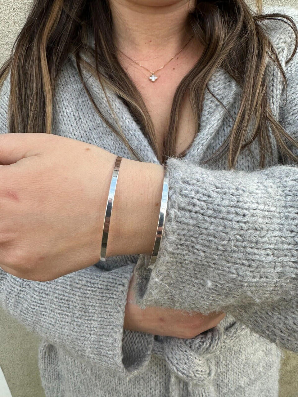 Italy Solid 925 Sterling Silver Plain 1.5" Wide Classic Cuff Bangle Bracelet