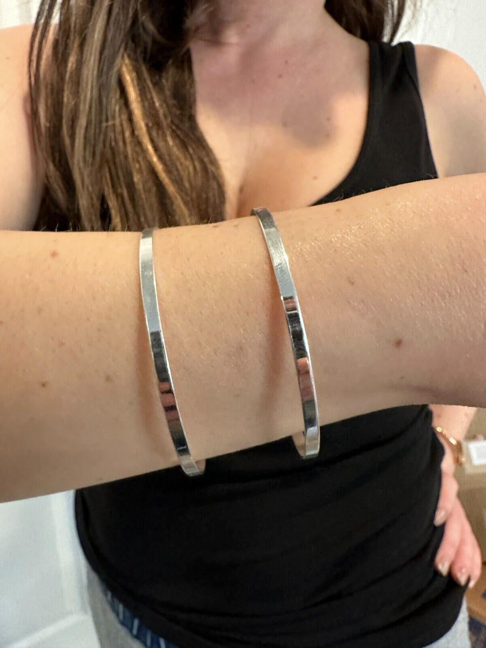 Italy Solid 925 Sterling Silver Plain 1.5" Wide Classic Cuff Bangle Bracelet